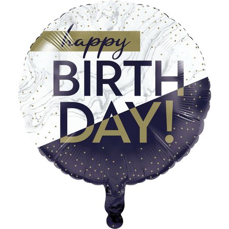 CREATIVE CONVERTING Navy and Gold Birthday Mylar Balloon, 18", 10PK 357389